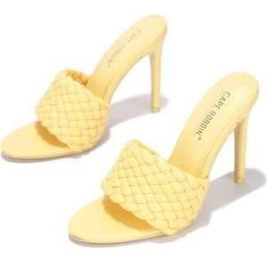 New Cape Robbin Anson Sexy Woven High Heels for Women, Square Open Toe Shoe Heel